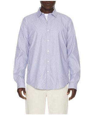 Onia Poplin Long Sleeve Button Down Shirt - Blue