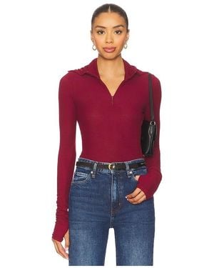 Michael Lauren Jove Long Sleeve Half Zip Top - Red