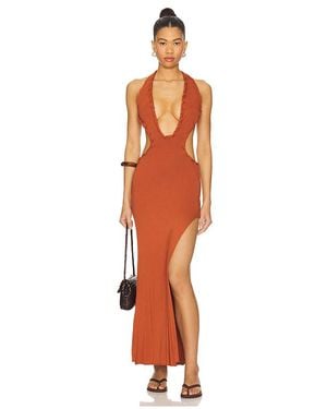 Indah Isla Solid Braided Maxi Dress - Orange