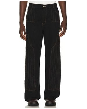 Pas Une Marque Distressed Patch Carpenter Trousers - Black