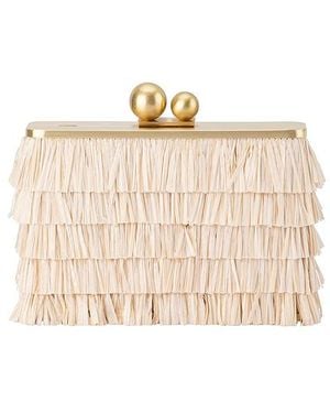 OLGA BERG Carlita Fringe Clutch - Natural