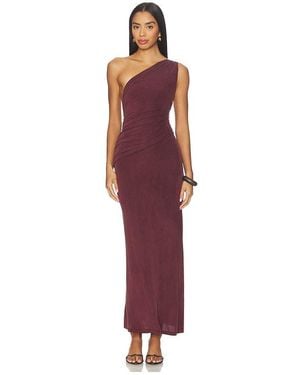 Peachy Den Amelia One Shoulder Maxi Dress - Red