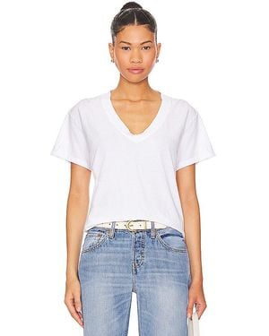 PERFECTWHITETEE Cotton Boxy V Neck Tee - White
