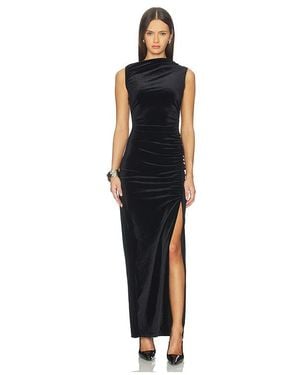 GOOD AMERICAN Velvet High Neck Maxi Dress - Black