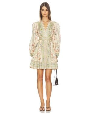 Zimmermann Roselight Plunge Mini Dress - Natural
