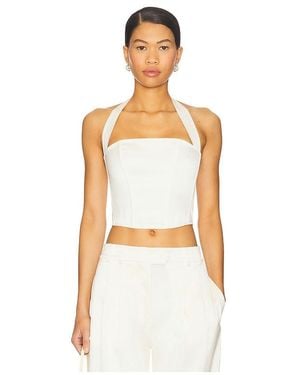 Fleur du Mal Satin Halter Corset Top - White