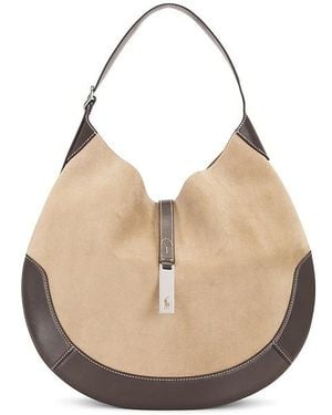 Polo Ralph Lauren Suede Medium Leather Shoulder Bag - Natural
