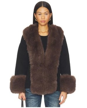 MAJORELLE Pierrette Faux Fur Cardigan - Brown