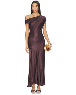Shona Joy La Lune Asymmetrical Draped Maxi Dress - Brown