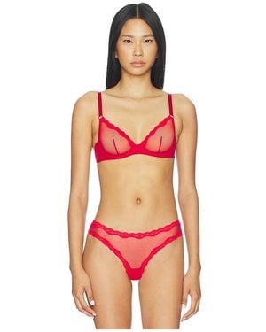 Fleur du Mal Sheer Tulle Demi Bra - Red
