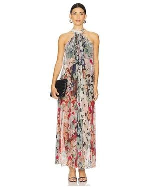 FALGUNI SHANE PEACOCK Vestido Largo De Cuello Alto En Color Gris Talla En - Blanco