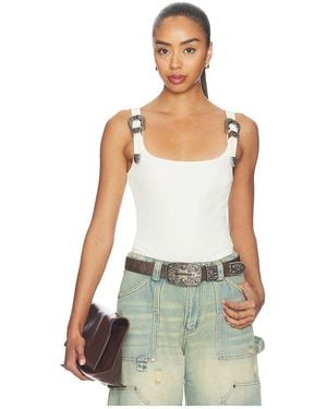 Markgong Tank Top With Metal Buckle Straps - White