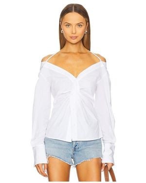 GOOD AMERICAN Poplin Off Shoulder Top - White