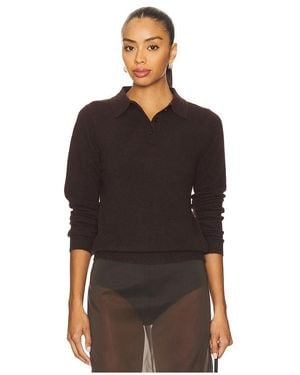 Enza Costa Knit Cashmere Polo Sweater - Black