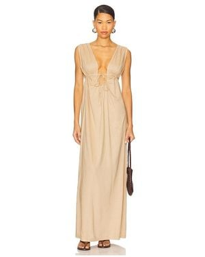 RIOT SWIM Calli Ruched Front Tie Dress - Natural