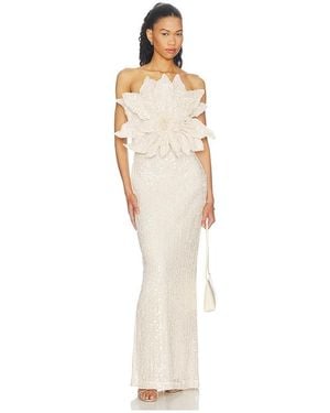 PATBO Lara Crochet Flower Maxi Dress - White