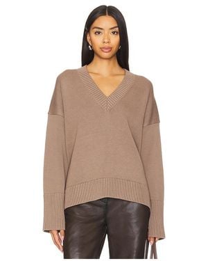 White + Warren Oversize-Shirt, V-Ausschnitt Organic Cotton Rib Trim - Natur