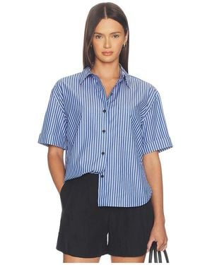 Rag & Bone Connie Short Sleeve Stripe Shirt - Blue