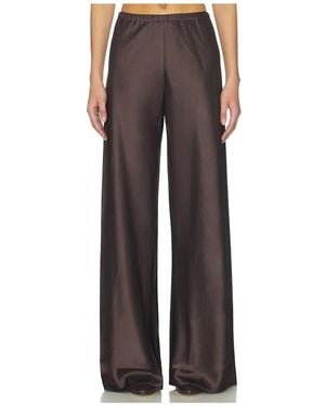 La Ligne Double Faced Satin Colby Pant - Brown