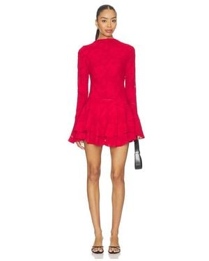 Shona Joy Bowery Long Sleeve Ruffle Mini Dress - Red