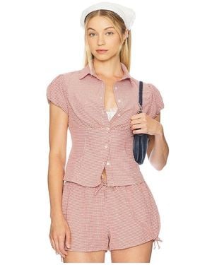 GUIZIO Liana Gingham Top En Color Rojo Talla (También En Xs) - Rosa