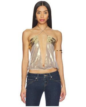 Jaded London Draped Chiffon With Sequin Panels トップ - ブルー