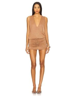 Luli Fama T Back Mini Dress - Brown
