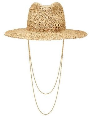 Ruslan Baginskiy Cut Out Double Chain Strap Fedora Hat - White