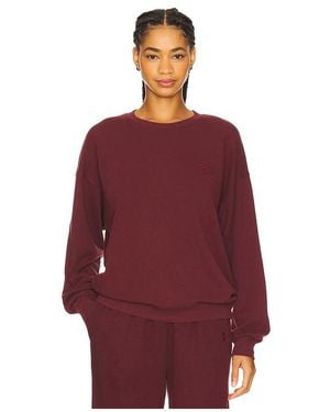 ÉTERNE Oversized Lightweight French Terry Crewneck Sweatshirt - Red
