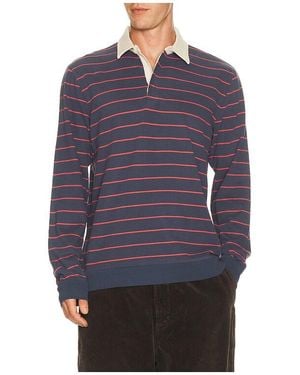 Marine Layer Sueded Rugby Polo - Blue