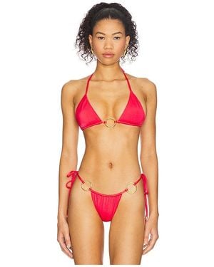 Cin Cin Isle Hoop Halter Bikini Top - Red