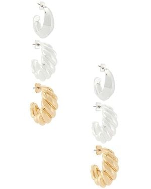 Ettika Two-Tone Essential Hoop Set - White