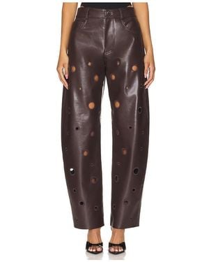 Lamarque Perforated Leather Straight-Leg Pants - Multicolor