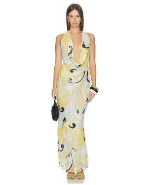 Runaway the Label Lexie Low Plunge Halter Maxi Dress - Metallic