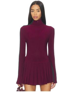 Norma Kamali Body Mit Reissverschluss Vorn Und Hohem Kragen Side Stripe - Lila