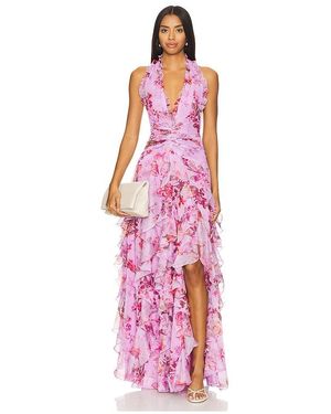 PATBO Floral Haze Stretch Tulle Maxi Dress - White