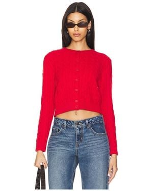 Frankie's Bikinis Dudley Cable Knit Cardigan - Red