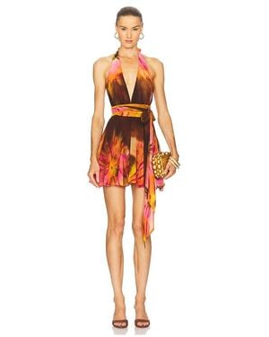 retroféte Briola Chiffon Dress - Orange