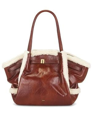JW PEI Hana Medium Faux Shearling Trim Tote Bag - Red