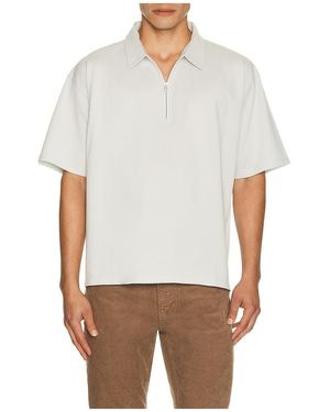 FRAME Half Zip Pique Polo - White