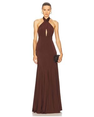 Alice + Olivia Evelina Halter Maxi Dress - Brown