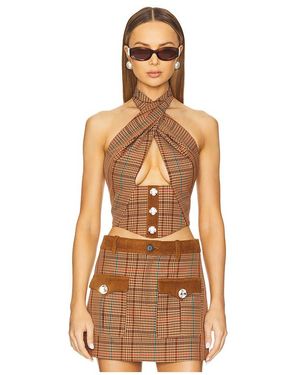 Area Crystal Halter Top - Natural
