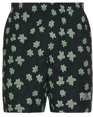 Pleasures Shorts Floral Seersucker - Grün