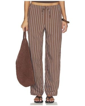 Madewell Elastic Waist Striped Pull- On Pant - Brown