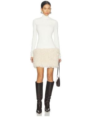Aniye Records Nika Faux Fur Mini Dress - White