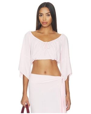 Frankie's Bikinis BLOUSE EN JERSEY LOLA en Pink - Blanc