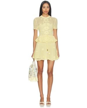 Self-Portrait Floral Crochet Mini Dress - Yellow