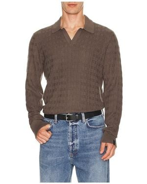 Rag & Bone Harvey Plaid Johnny Collar Polo - Brown