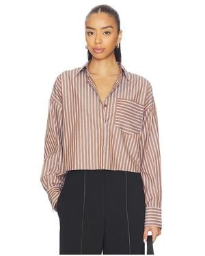 Rag & Bone Marin Cropped Striped Shirt - Brown