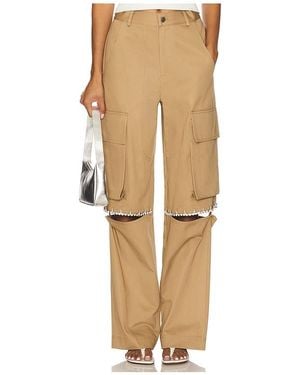 Area Crystal Slit Cargo Pant - Natural